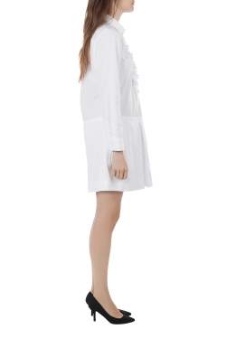 مملوكة مسبقًا فستان سي باي كلوي قطن أبيض بطيات S