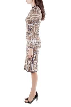 Pre Owned Mary Katrantzou Metallic Gold and Navy Blue Jacquard Knit Midi Dress XS