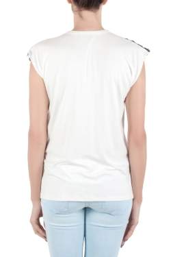 Vionnet Off White Jersey  Embellished Yoke Detail Sleeveless T-Shirt L