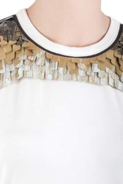 Vionnet Off White Jersey  Embellished Yoke Detail Sleeveless T-Shirt L