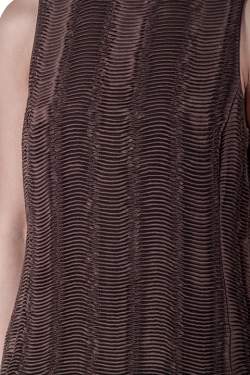 Pre Owned Giorgio Armani Brown Accordion Pleated Textured Silk Sleeveless Top S
