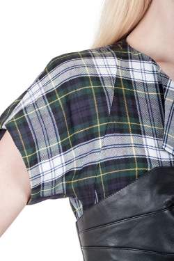 Pre Owned McQ by Alexander McQueen Tartan Wool Leather Corset Belt Dress M