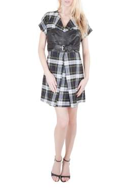Pre Owned McQ by Alexander McQueen Tartan Wool Leather Corset Belt Dress M