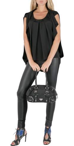 Pre Owned Oscar De La Renta Black Silk Pleated Draped Front Sleeveless Top S