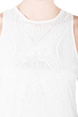 Roberto Cavalli Off White Mixed Media Printed Silk Racer Back Tank Top M