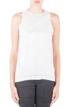 Roberto Cavalli Off White Mixed Media Printed Silk Racer Back Tank Top M