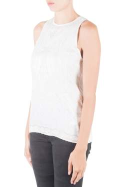 Roberto Cavalli Off White Mixed Media Printed Silk Racer Back Tank Top M