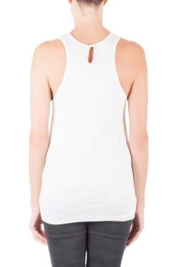 Roberto Cavalli Off White Mixed Media Printed Silk Racer Back Tank Top M