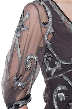 Pre Owned Temperley London Slate Grey Sheer Hayward Sequined Tulle Lauren Top M