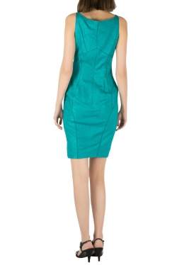 Zac Posen Emerald Green Snakeskin Jacquard Sleeveless Shift Dress S