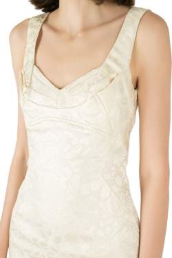 Zac Posen Ivory Floral Jacquard Satin Sleeveless Pencil Dress S