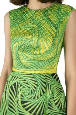 Peter Pilotto Green and Yellow Printed Silk Sleeveless Gia Sheath Dress S