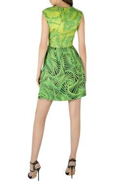 Peter Pilotto Green and Yellow Printed Silk Sleeveless Gia Sheath Dress S