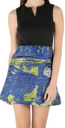 Pre Owned Proenza Schouler Black and Blue Jacquard Sleeveless Cocktail Dress S