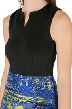 Pre Owned Proenza Schouler Black and Blue Jacquard Sleeveless Cocktail Dress S