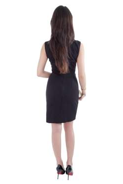 Pre Owned فستان ستيلا مكارتني قطن مرن مزين حليات كروشية بلا أكمام مستقيم أسود M