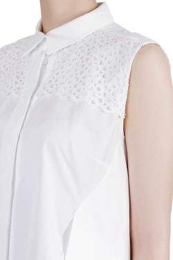 Pre Owned Peter Pilotto White Cotton Broderie Anglaise Trim Layered Sleeveless Shirt M