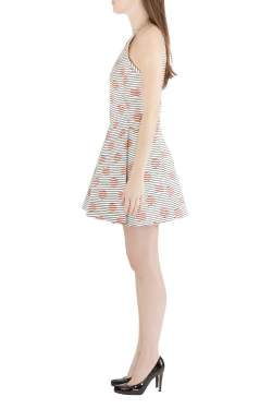 Pre Owned Kenzo White Polka Dot and Stripe Print Sleeveless Flared Dress M