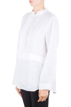 Pre Owned Armani Collezioni Off White Linen Pleat Detail Long Sleeve Blouse XL