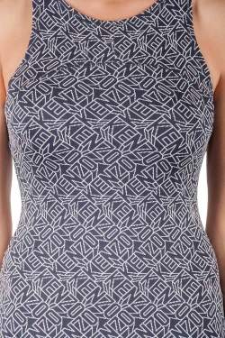 Pre Owned Kenzo Navy Blue Flying Kenzo Patterned Jacquard Flounce Dress S