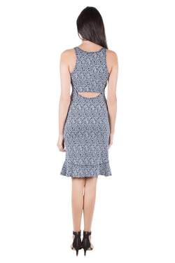 Pre Owned Kenzo Navy Blue Flying Kenzo Patterned Jacquard Flounce Dress S