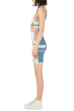 Pre Owned Kenzo Multicolor Rib Knit Striped Sleeveless Bodycon Dress M