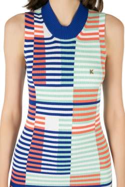 Pre Owned Kenzo Multicolor Rib Knit Striped Sleeveless Bodycon Dress M