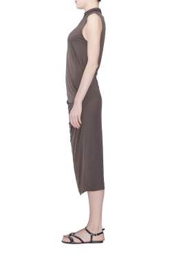 Pre Owned Acne Studios Dark Olive Stretch Knit Draped Virl Midi Dress M