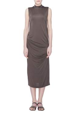 Pre Owned Acne Studios Dark Olive Stretch Knit Draped Virl Midi Dress M