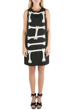Moschino Cheap and Chic Black Crepe Skeleton Print Dress S 