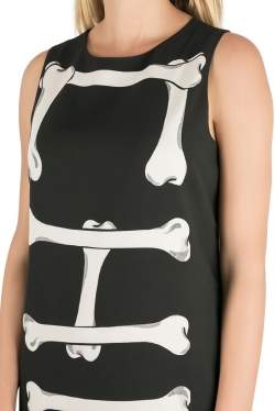 Moschino Cheap and Chic Black Crepe Skeleton Print Dress S 