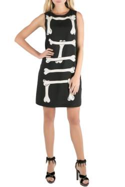 Moschino Cheap and Chic Black Crepe Skeleton Print Dress S 