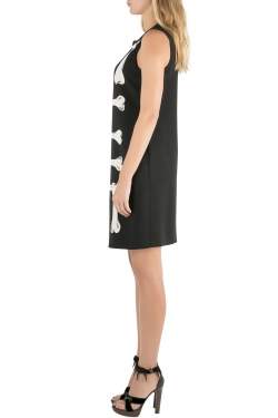 Moschino Cheap and Chic Black Crepe Skeleton Print Dress S 
