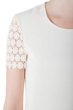 Moschino Cheap and Chic Cream Crepe and Lace Sleeve Detail Top S 
