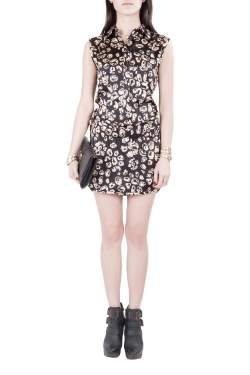 مملوكة مسبقًا Thakoon Addition Black and Blush Silk Abstract Print Shirt Top Playsuit S