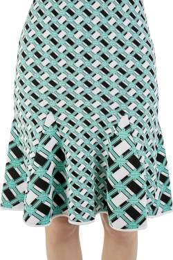 Zac Zac Posen  Multicolored Knit Geometric Pattern Godet Dress S