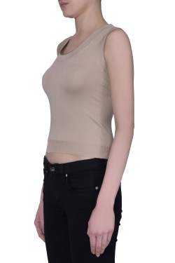 Pre Owned Prada Sand Brown Silk Wool Knit Sleeveless Top S