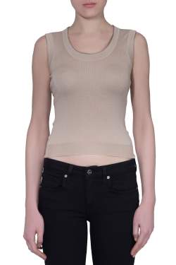 Pre Owned Prada Sand Brown Silk Wool Knit Sleeveless Top S