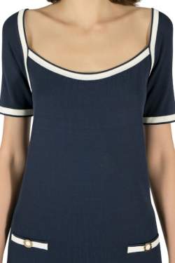 مملوكة مسبقًا Blumarine Navy Blue Rib Knit Scoop Neck Shift Dress M