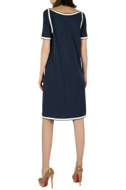 مملوكة مسبقًا Blumarine Navy Blue Rib Knit Scoop Neck Shift Dress M