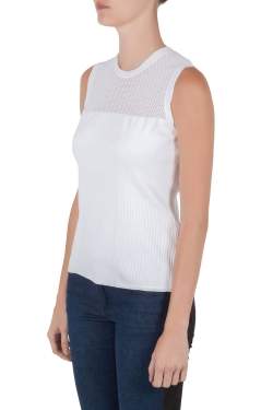 Versace White Stretch Knit Maglia Donna Top M 