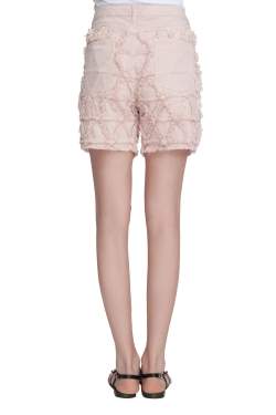 Isabel Marant Pink Frayed Stretch Denim Gustave Shorts L