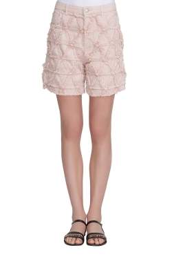Isabel Marant Pink Frayed Stretch Denim Gustave Shorts L