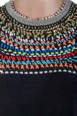 Tsumori Chisato Multicolor Embellished Cotton Knit Cap Sleeve Top S