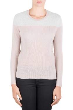 Pre Owned Rebecca Taylor Colorblock Cashmere Knit Fuzzy Yoke Crew Neck Sweater XS