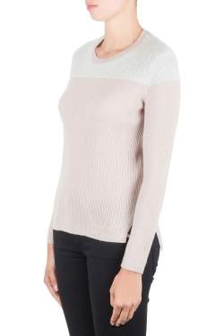 Pre Owned Rebecca Taylor Colorblock Cashmere Knit Fuzzy Yoke Crew Neck Sweater XS