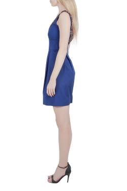 Lela Rose Cobalt Blue Embellished Cut Out Detail Plunge Neck Bodycon Dress XS
