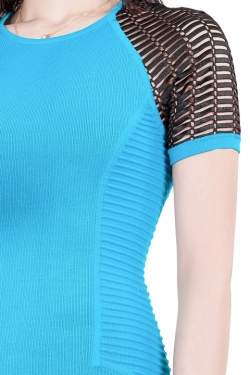 Yigal Azrouel Electric Blue Knit Diamond Colorblock Dress XS