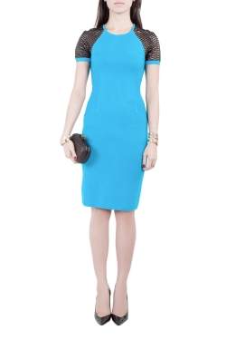 Yigal Azrouel Electric Blue Knit Diamond Colorblock Dress XS