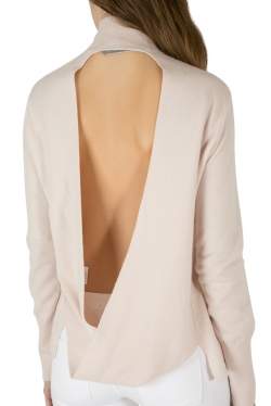 Dion Lee Pale Pink Wool Knit Draped Loop Back Skivvy Pullover M